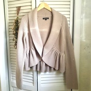 {Express} Grey Peplum Ruffle Waist Knit Sweater